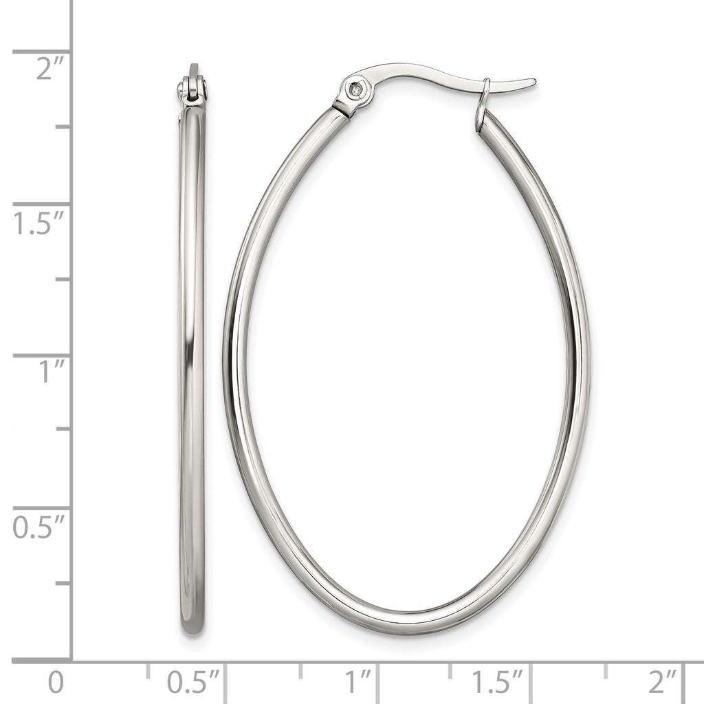 Stainless Steel Polished Oval Hoop Earrings for Women