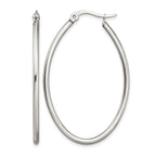 Stainless Steel Polished Oval Hoop Earrings for Women