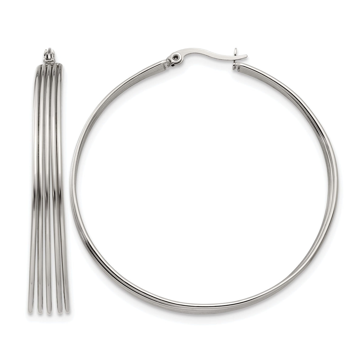 Chisel Wire Hoop Earrings in Stainless Steel, 55mm - Sophia Jewelers Main image
