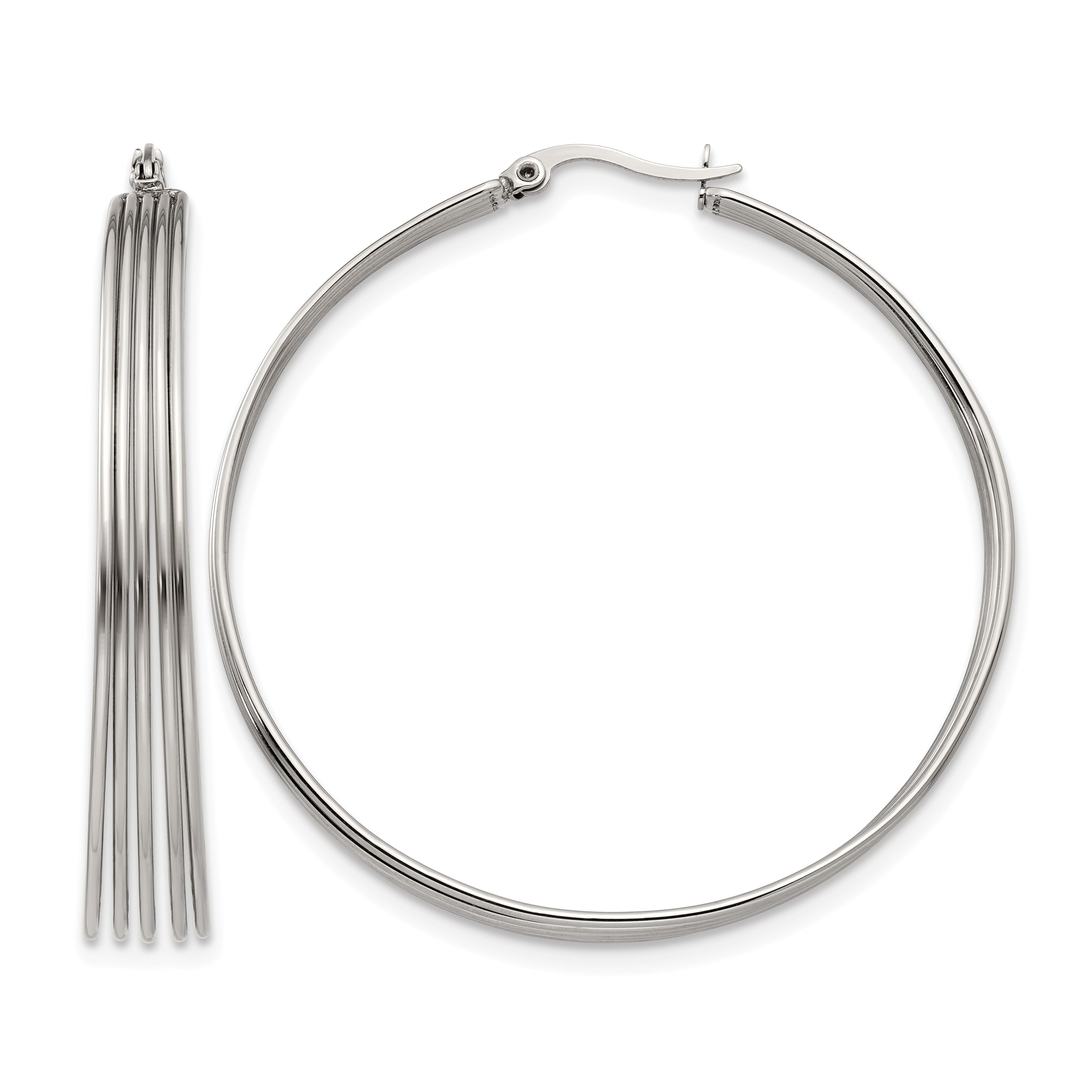 Stainless Steel Polished Hoop Earrings for Women