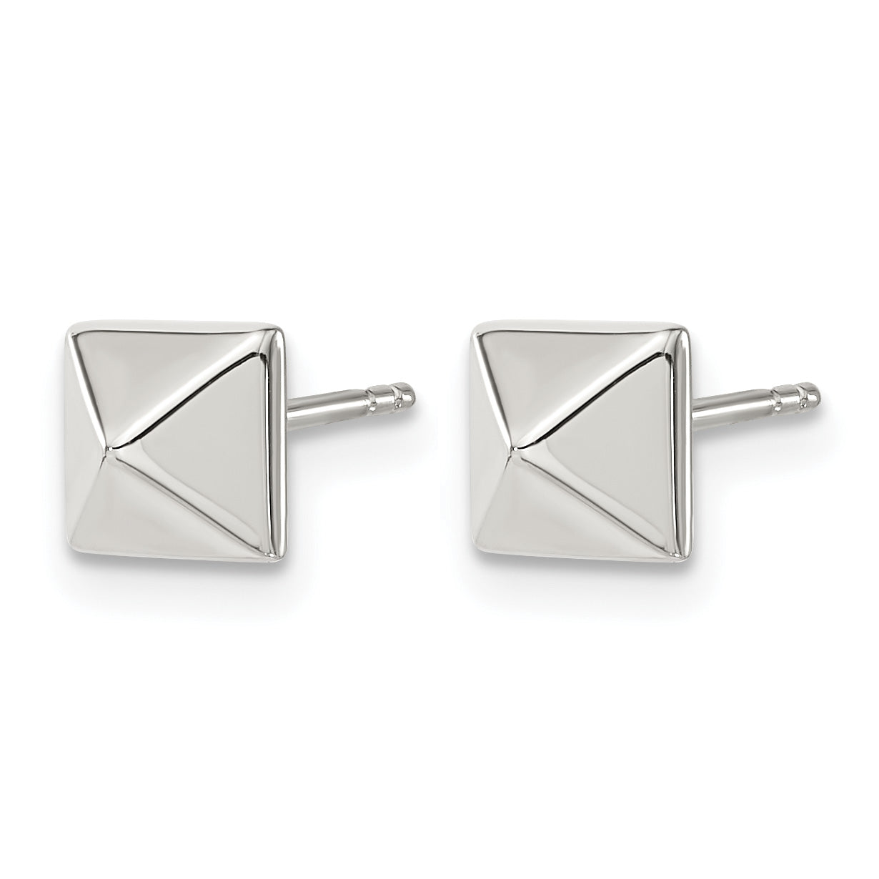 Stainless Steel Polished Button Earrings Secondary image