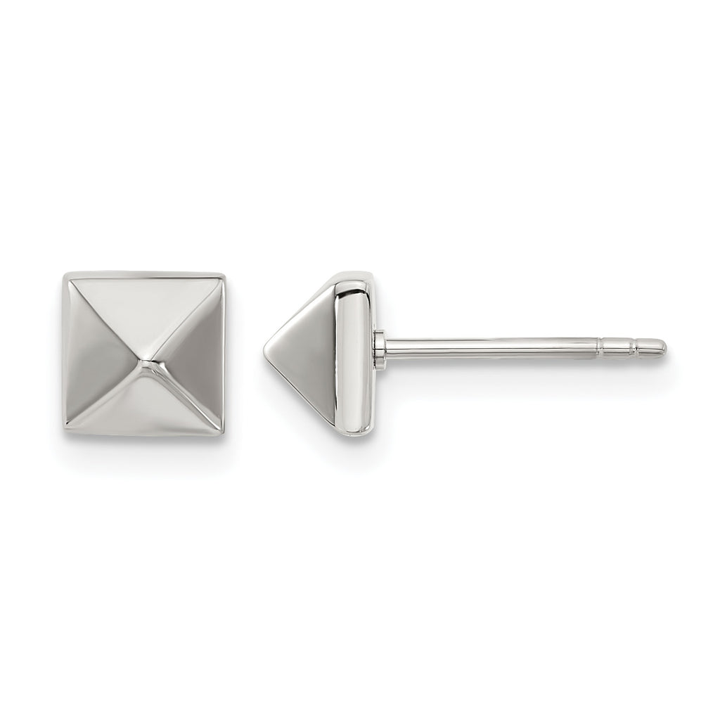 Stainless Steel Polished Button Earrings