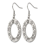 Stainless Steel Polished Flower Drop Dangle Earrings for Women