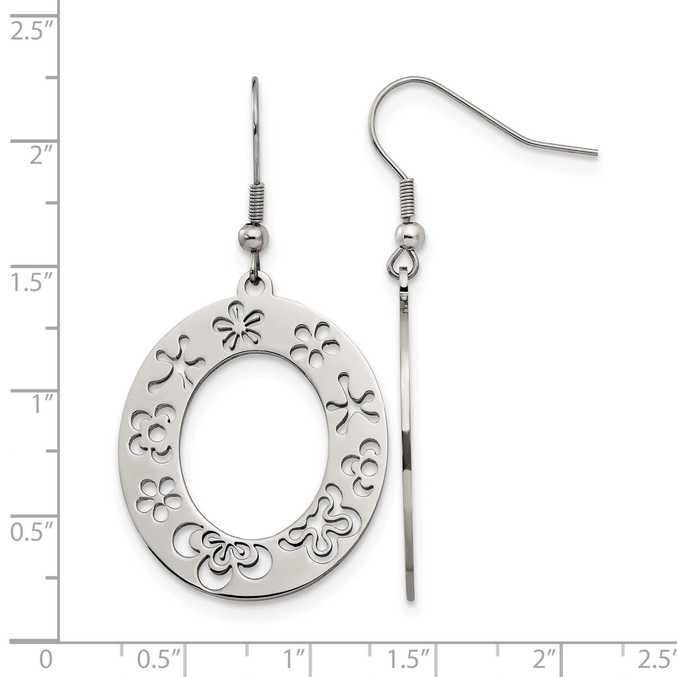 Stainless Steel Polished Flower Drop Dangle Earrings for Women
