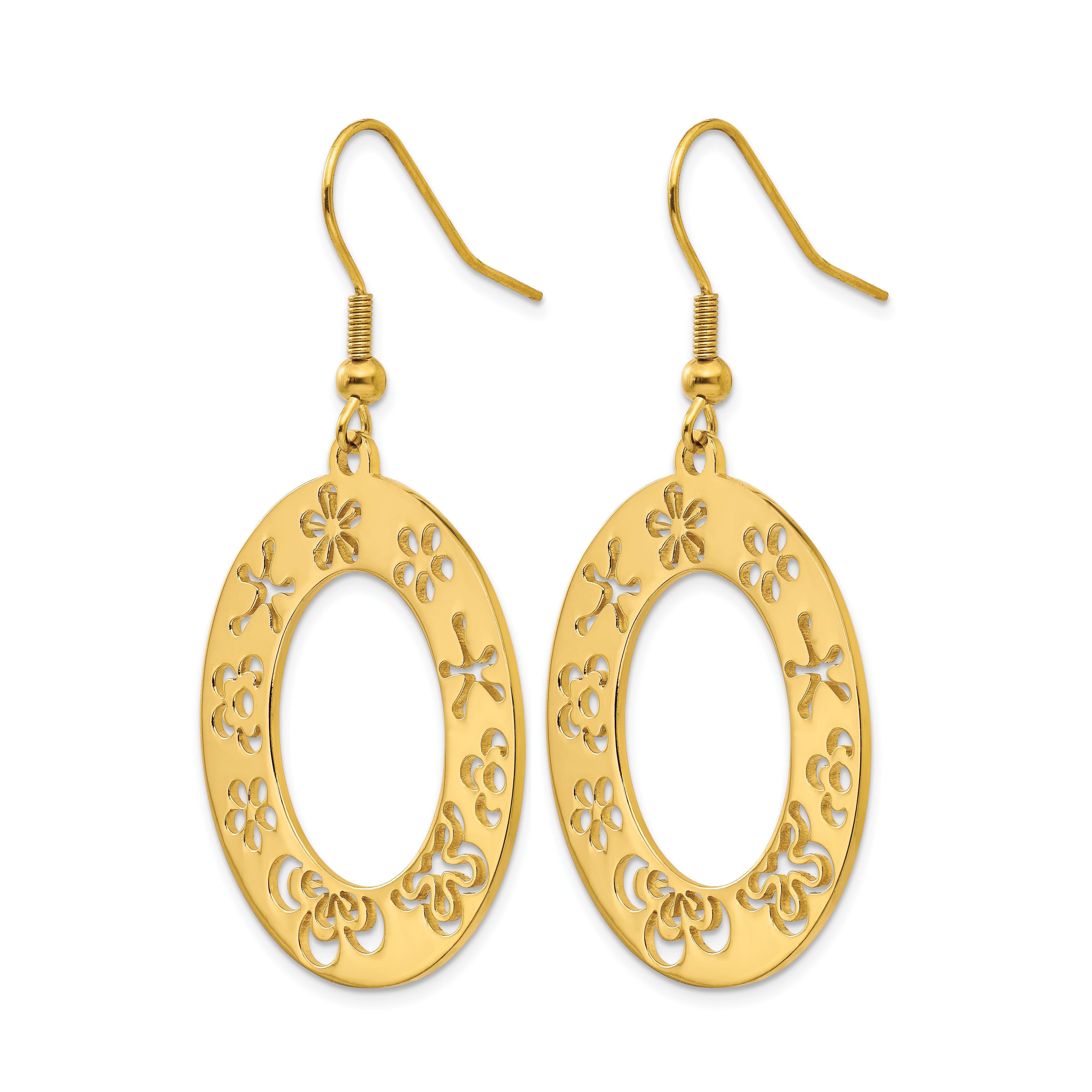 Stainless Steel Ion-Plated Polished Flower Drop Dangle Earrings for Women Secondary image