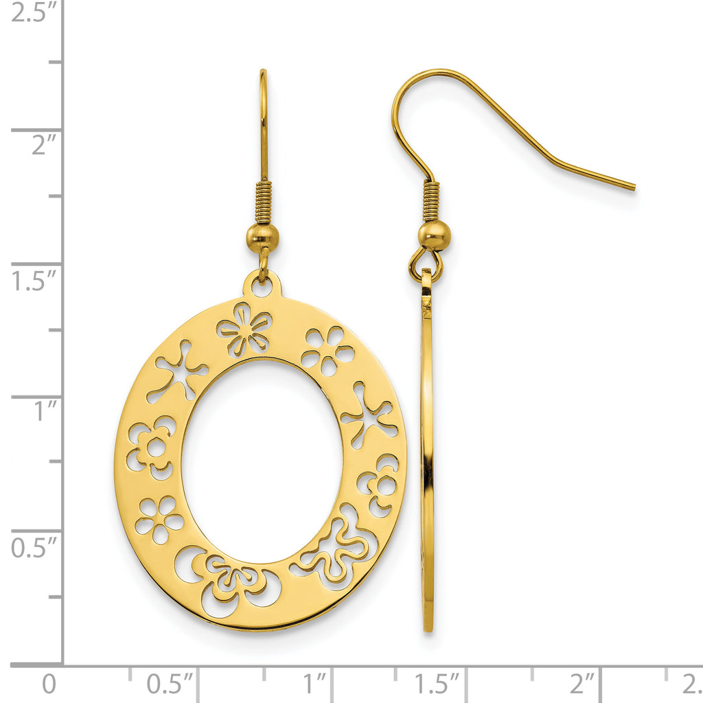 Stainless Steel Ion-Plated Polished Flower Drop Dangle Earrings for Women