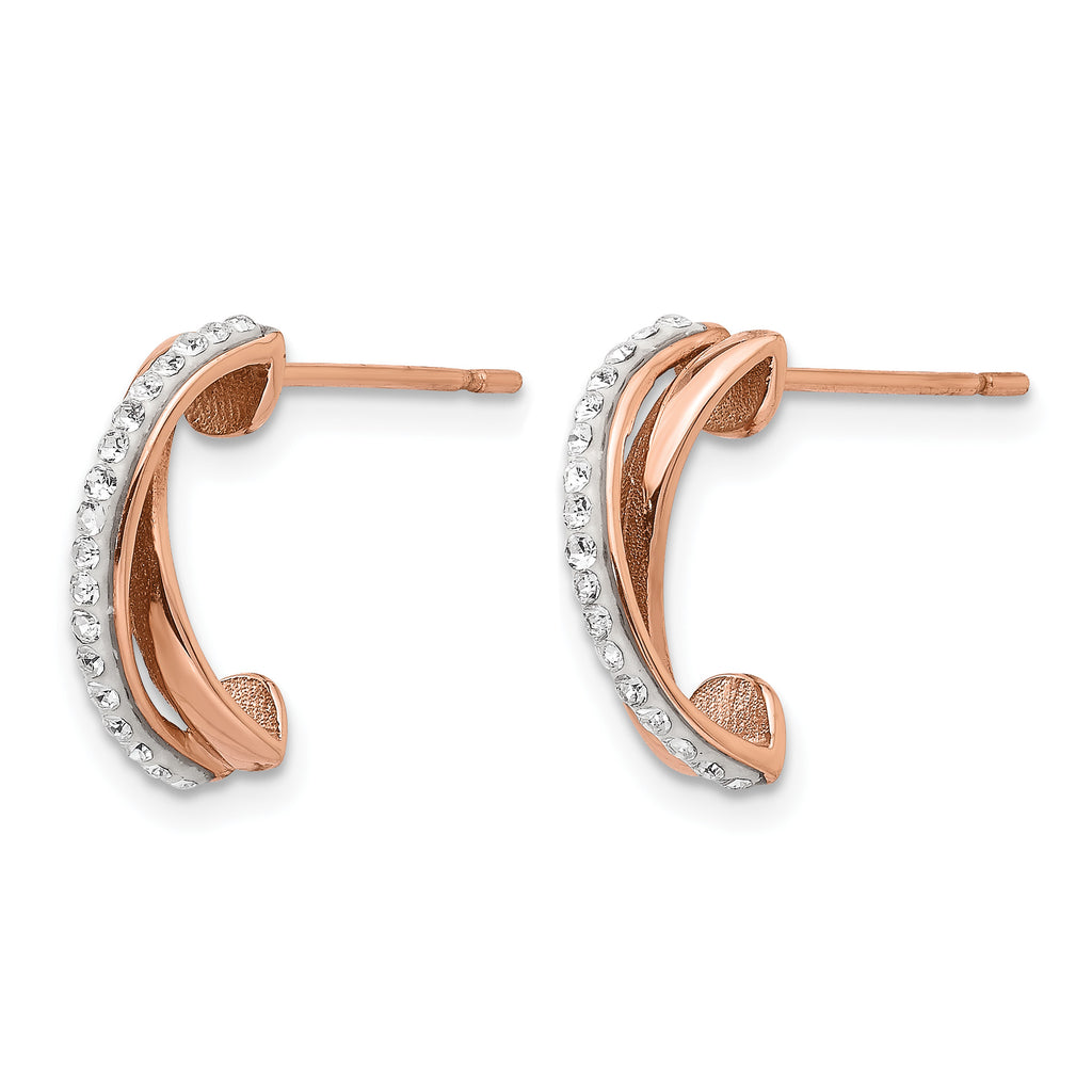 Stainless Steel Rose Gold-Tone Polished J-Hoop Earrings for Women