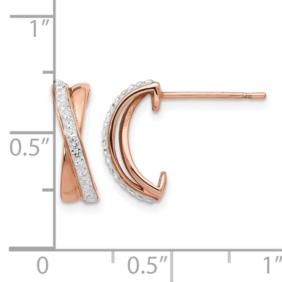 Stainless Steel Rose Gold-Tone Polished J-Hoop Earrings for Women
