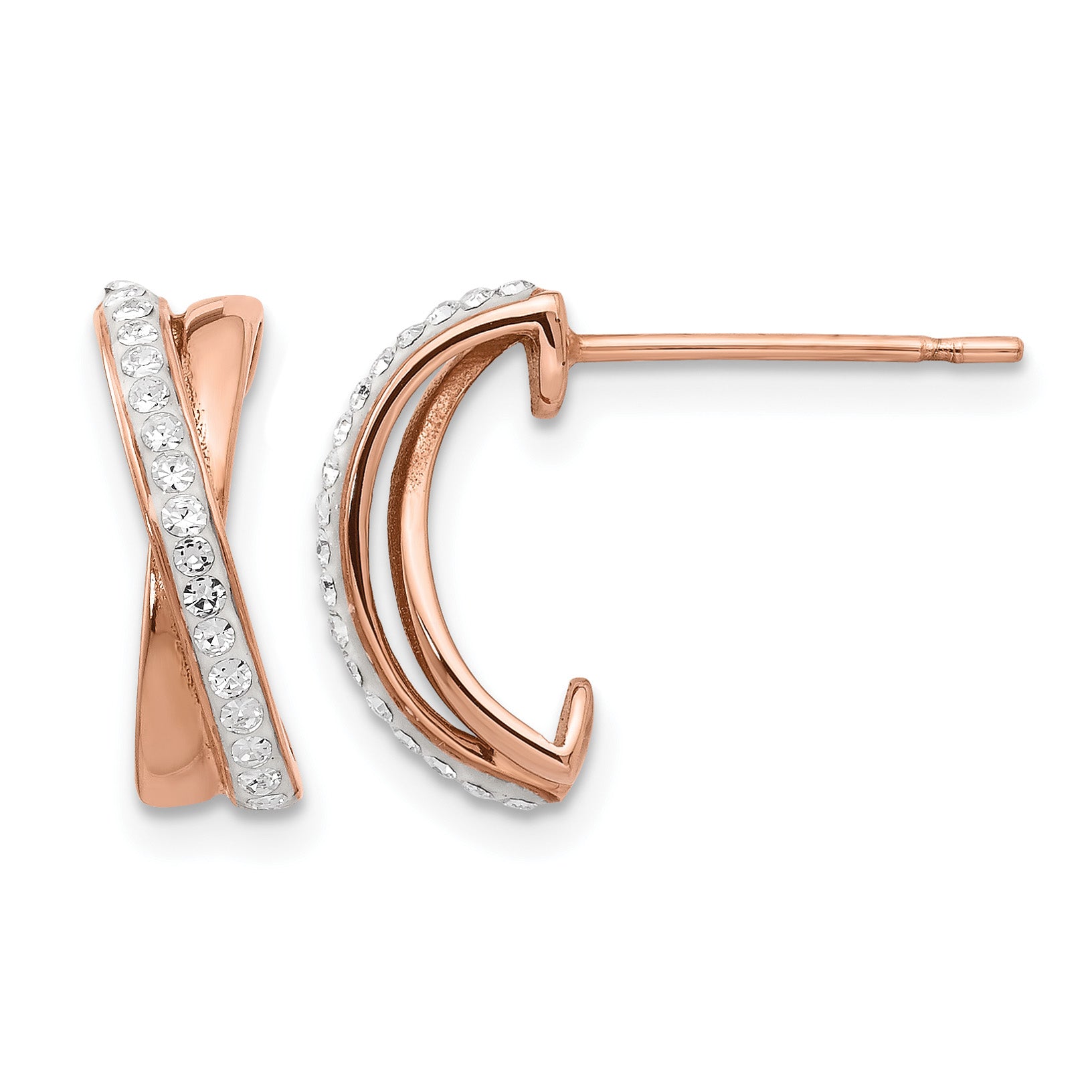 Stainless Steel Rose Gold-Tone Polished J-Hoop Earrings for Women Main image