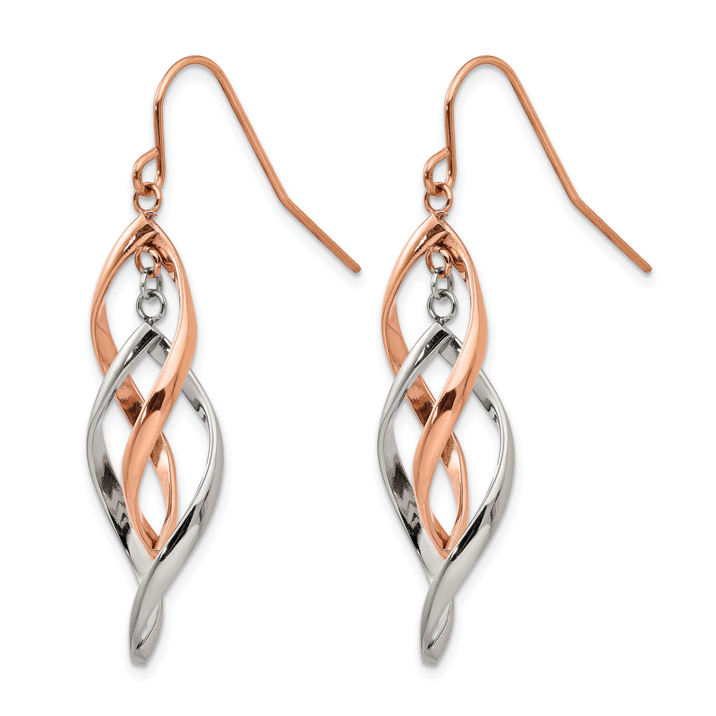 Stainless Steel Rose Gold-Tone Polished Drop Dangle Earrings for Women