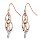 Stainless Steel Rose Gold-Tone Polished Drop Dangle Earrings for Women