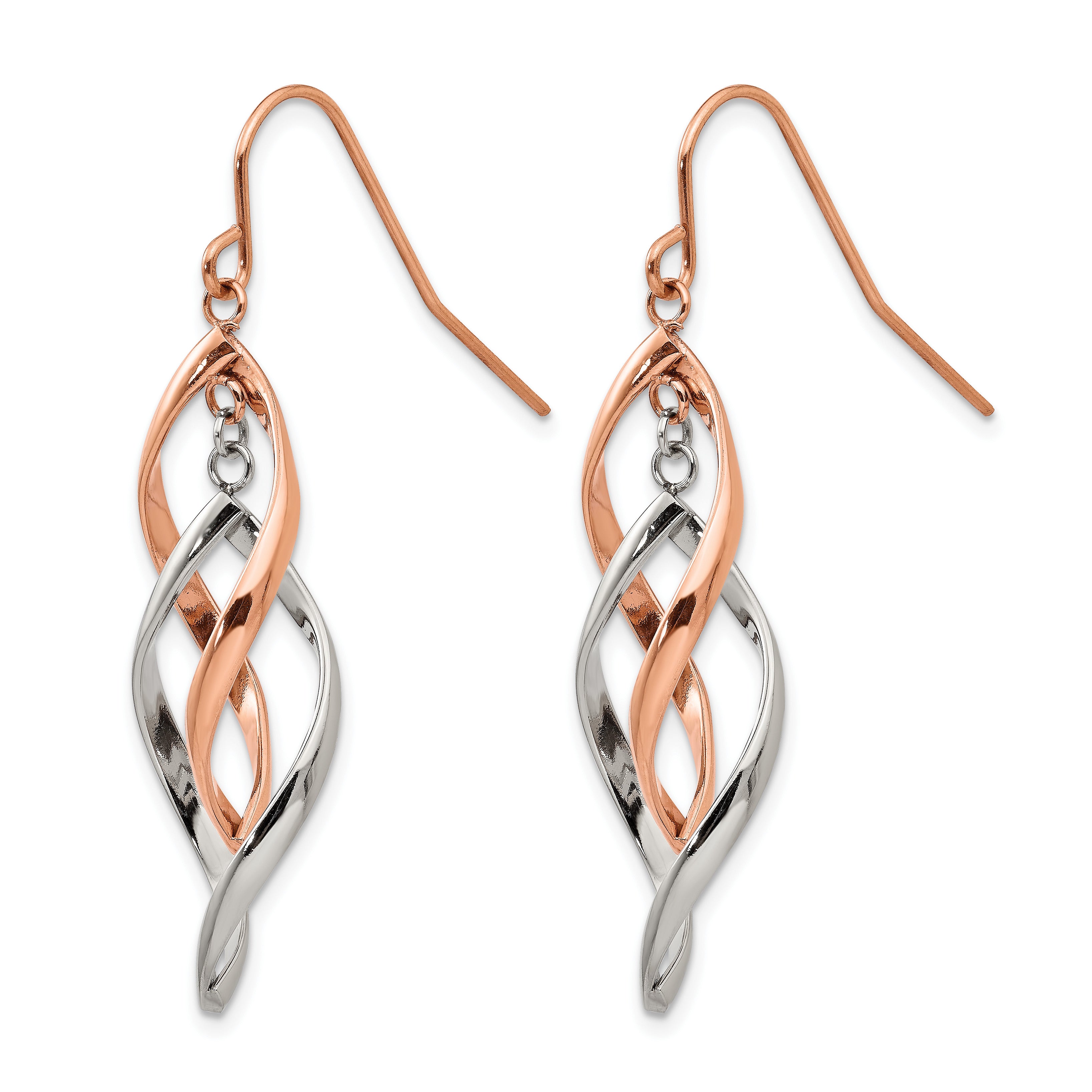 Stainless Steel Rose Gold-Tone Polished Drop Dangle Earrings for Women