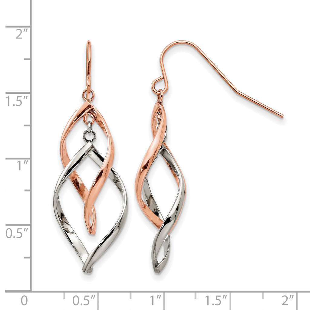 Stainless Steel Rose Gold-Tone Polished Drop Dangle Earrings for Women