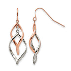 Stainless Steel Rose Gold-Tone Polished Drop Dangle Earrings for Women
