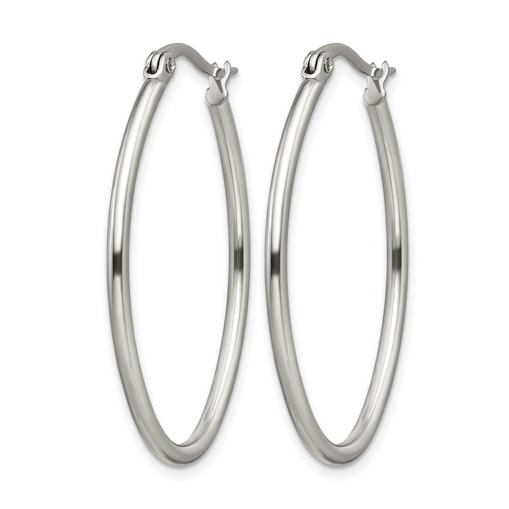 Stainless Steel Polished Oval Hoop Earrings for Women
