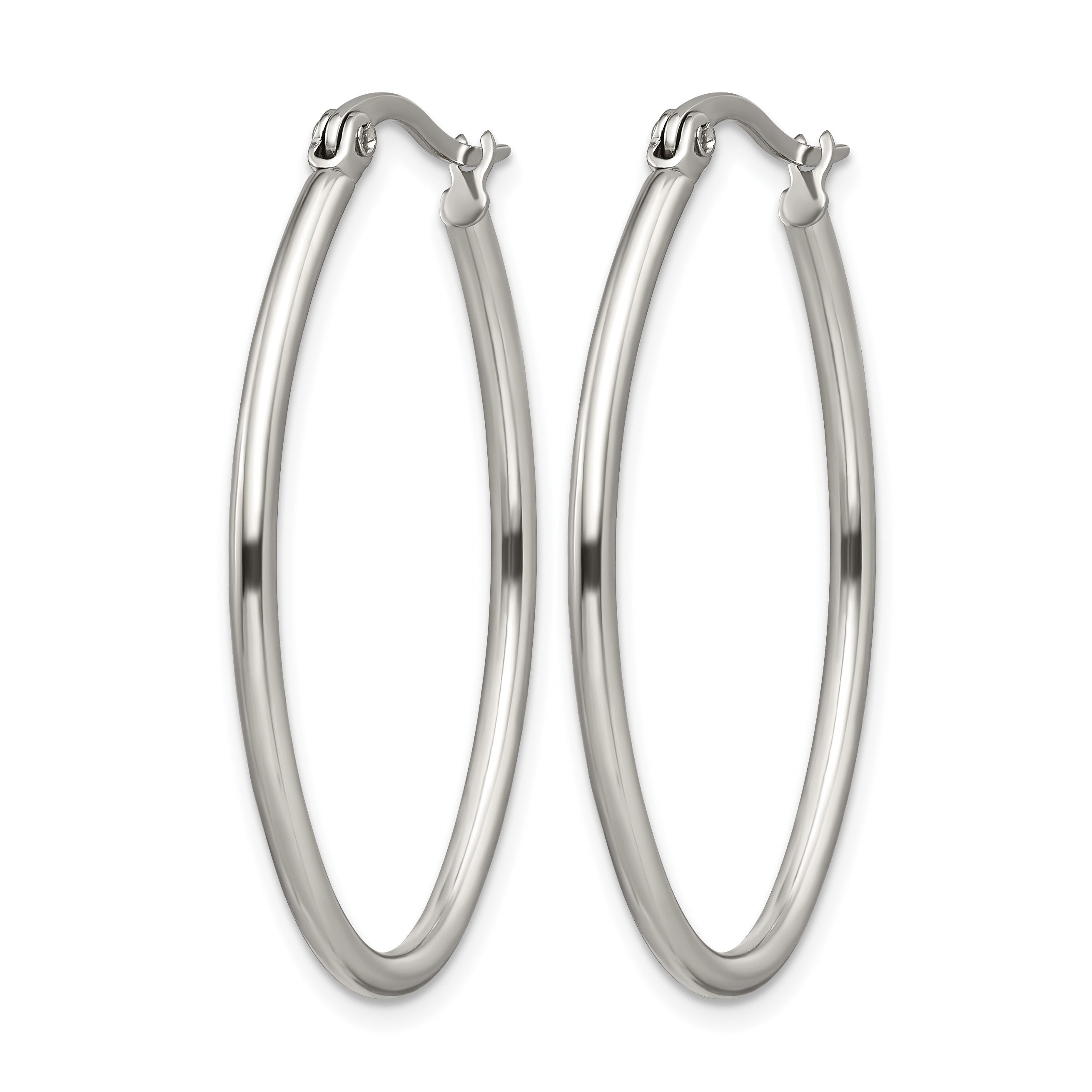 Stainless Steel Polished Oval Hoop Earrings for Women
