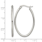 Stainless Steel Polished Oval Hoop Earrings for Women