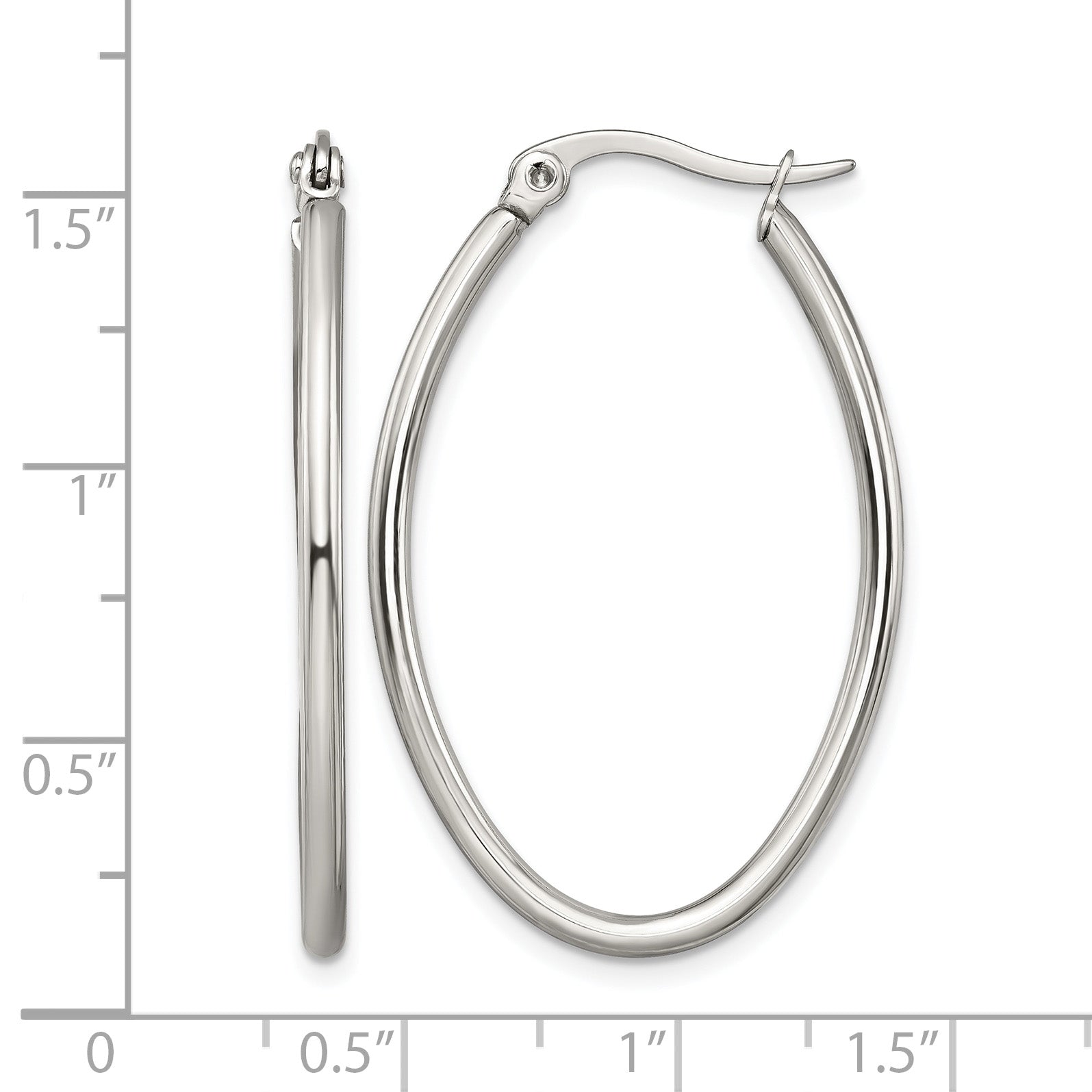Stainless Steel Polished Oval Hoop Earrings for Women