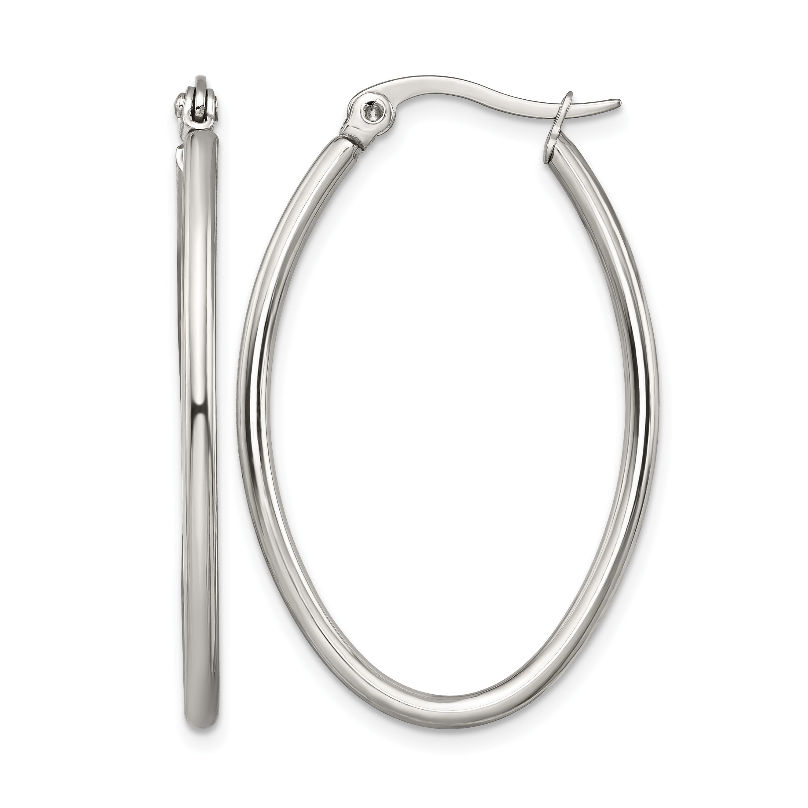 Stainless Steel Polished Oval Hoop Earrings for Women Main image