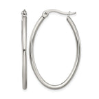 Stainless Steel Polished Oval Hoop Earrings for Women