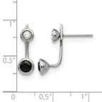 Stainless Steel Polished Cubic Zirconia Drop Dangle Earrings for Women