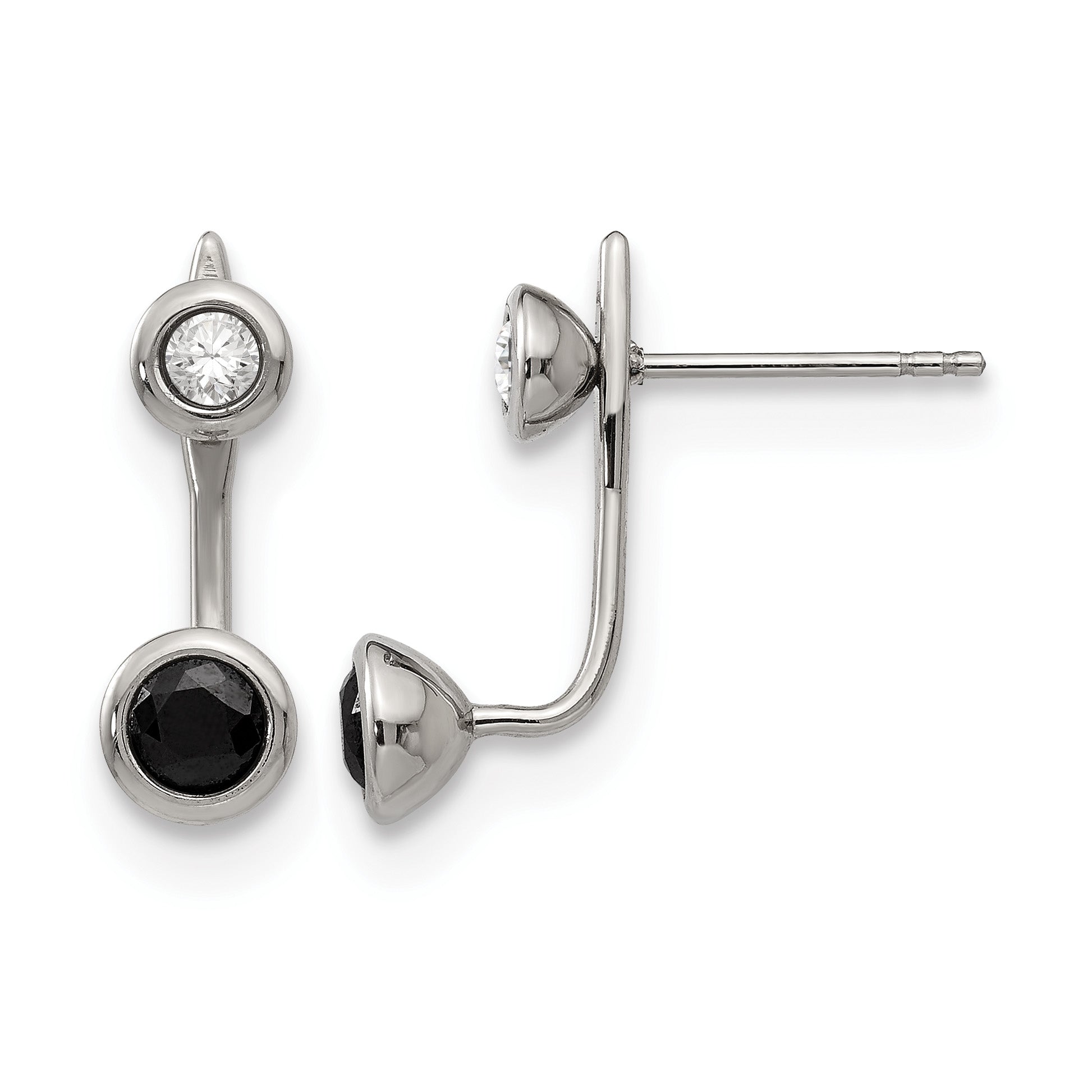 Stainless Steel Polished Cubic Zirconia Drop Dangle Earrings for Women Main image