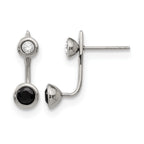 Stainless Steel Polished Cubic Zirconia Drop Dangle Earrings for Women