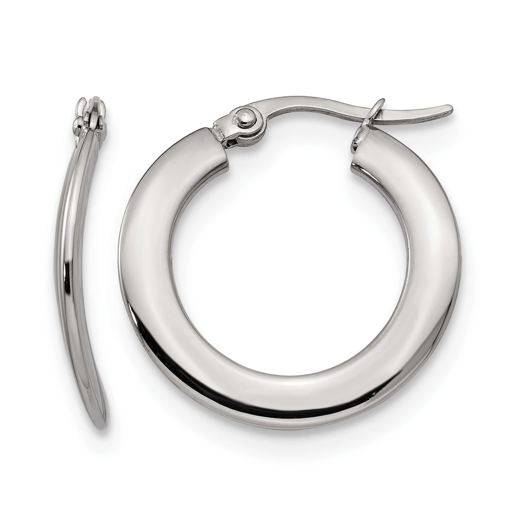 Stainless Steel Polished Hoop Earrings for Women