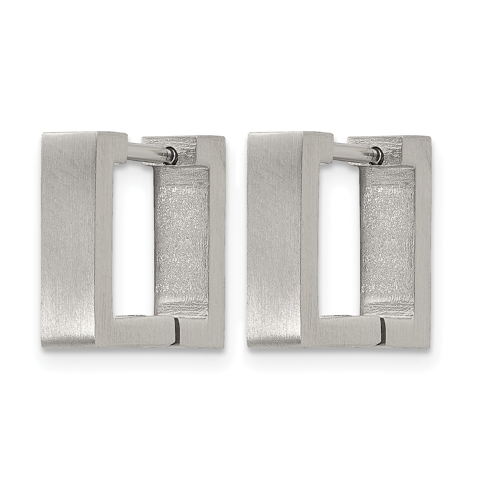 Stainless Steel Brushed Square Huggie Hoop Earrings Secondary image