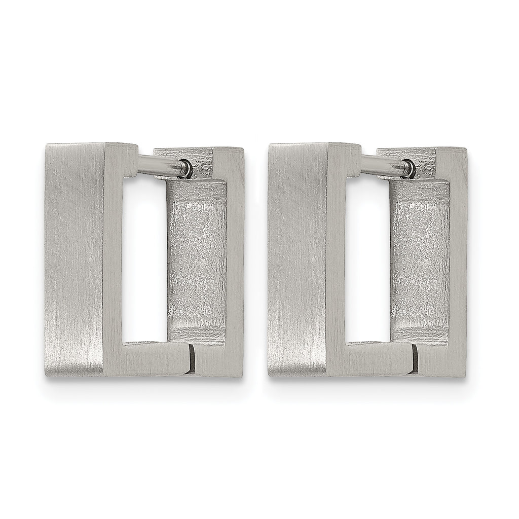 Stainless Steel Brushed Square Huggie Hoop Earrings