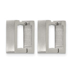 Stainless Steel Brushed Square Huggie Hoop Earrings