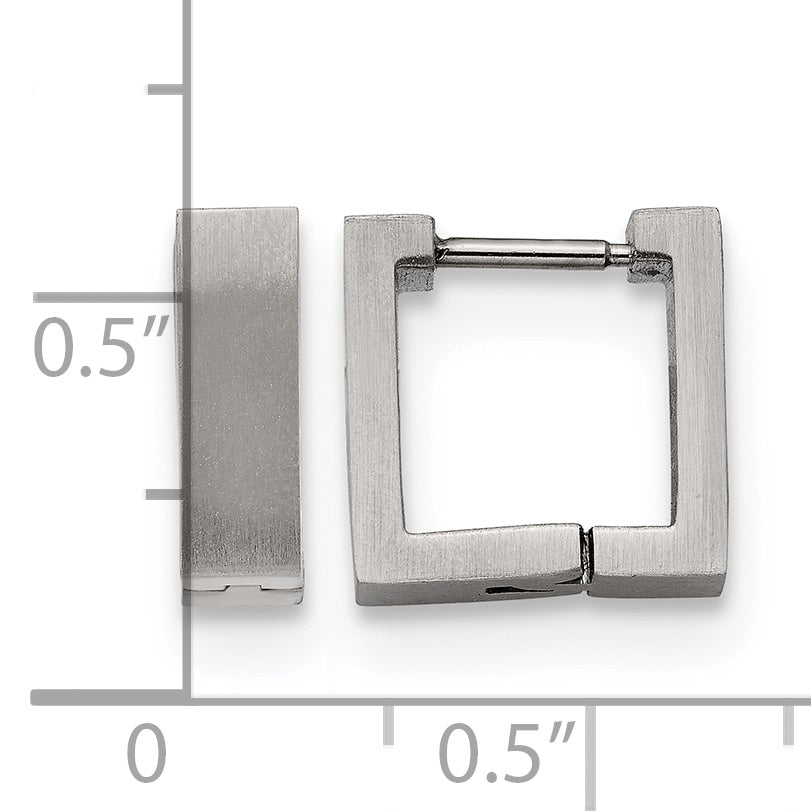 Stainless Steel Brushed Square Huggie Hoop Earrings