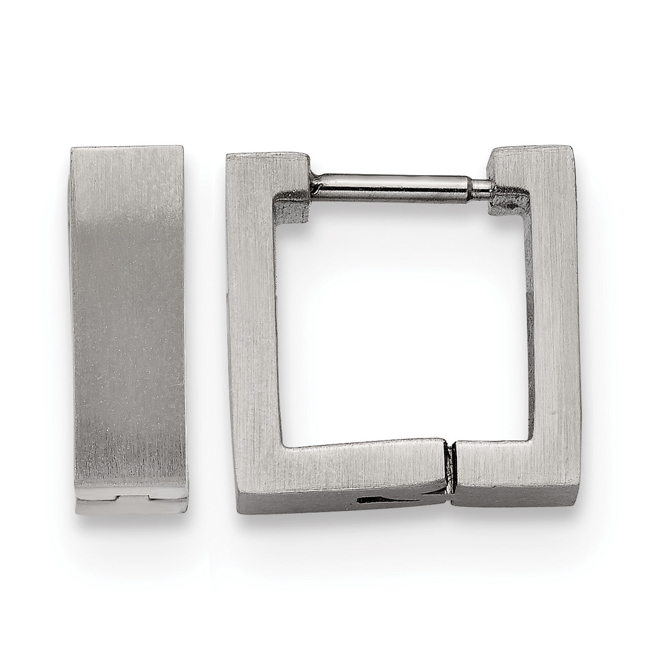 Stainless Steel Brushed Square Huggie Hoop Earrings Main image