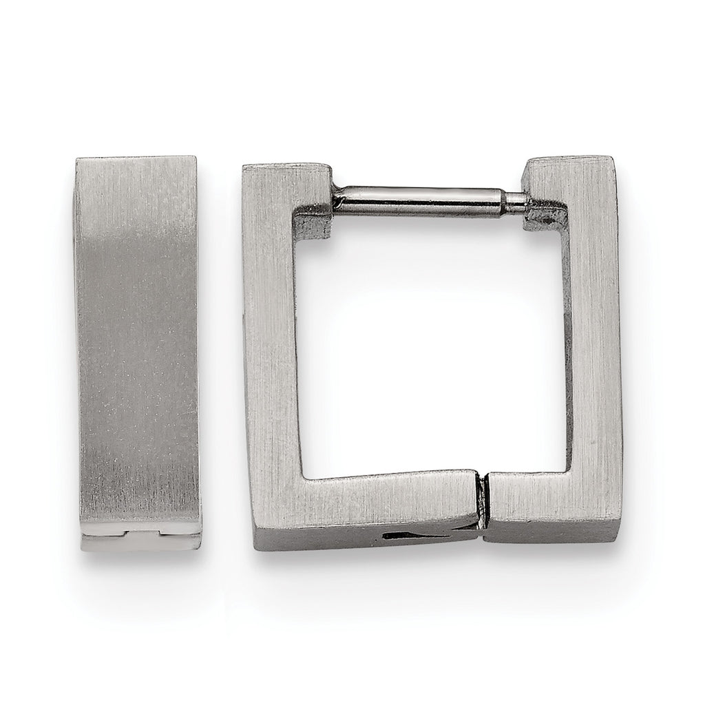 Stainless Steel Brushed Square Huggie Hoop Earrings
