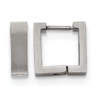 Stainless Steel Brushed Square Huggie Hoop Earrings