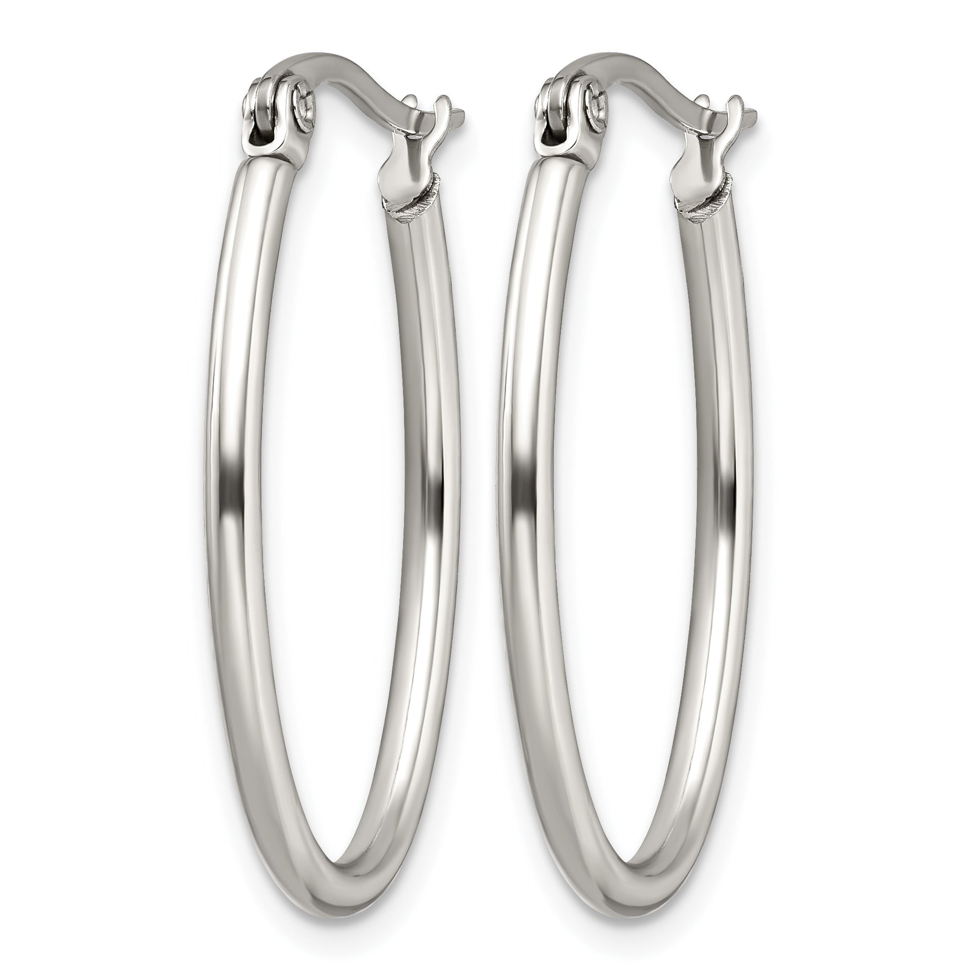 Stainless Steel Polished Oval Hoop Earrings for Women Secondary image