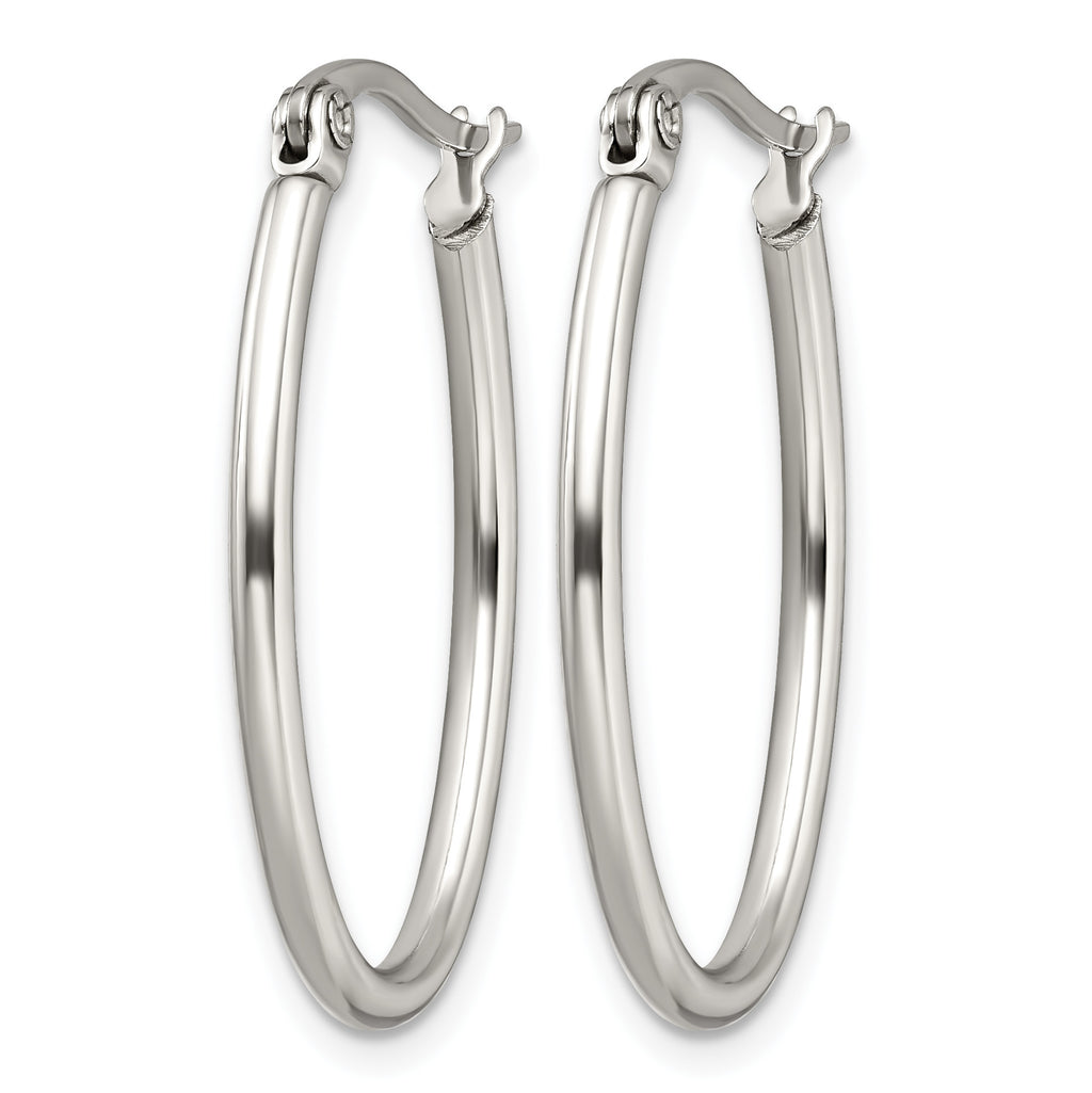 Stainless Steel Polished Oval Hoop Earrings for Women