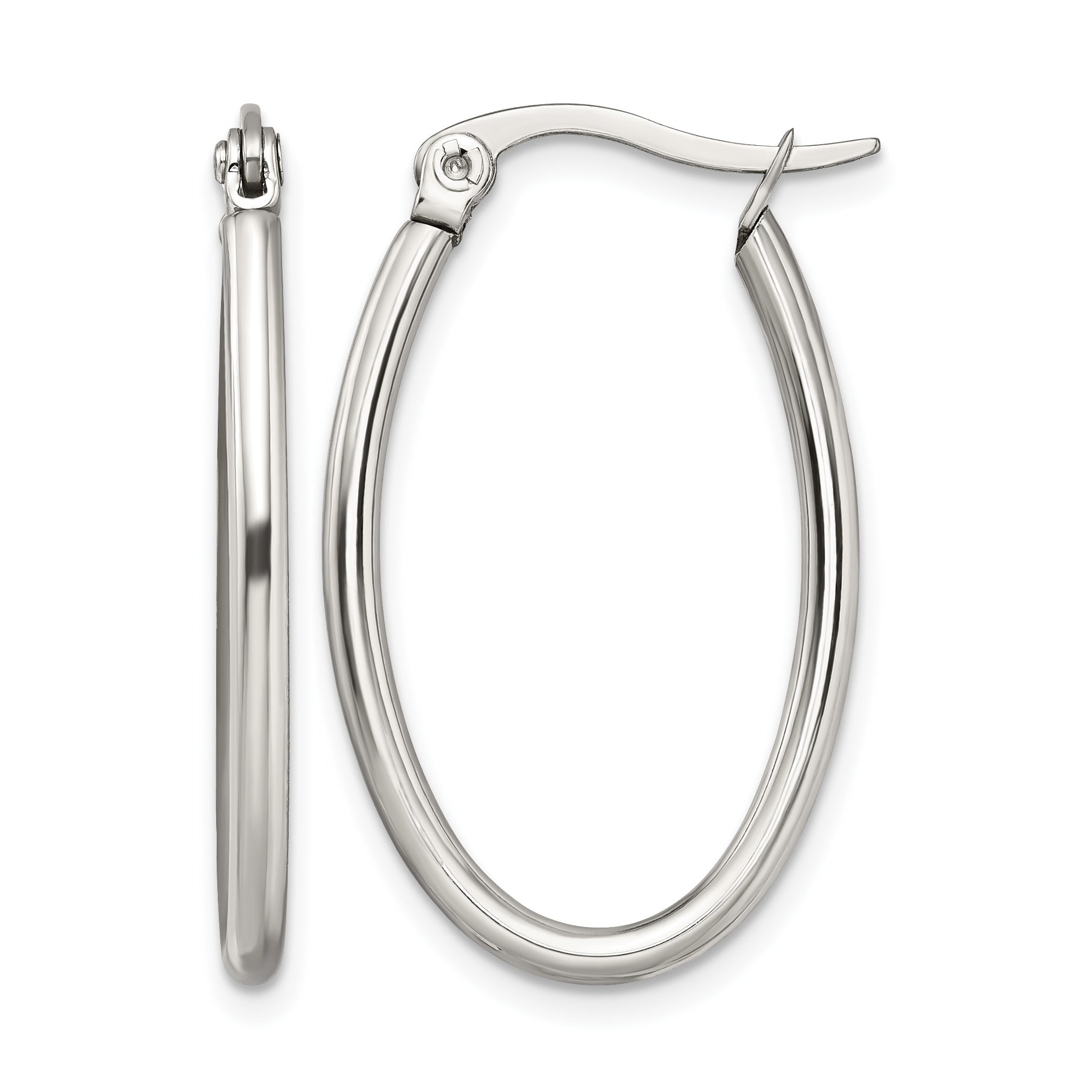 Stainless Steel Polished Oval Hoop Earrings for Women Main image