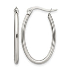 Stainless Steel Polished Oval Hoop Earrings for Women