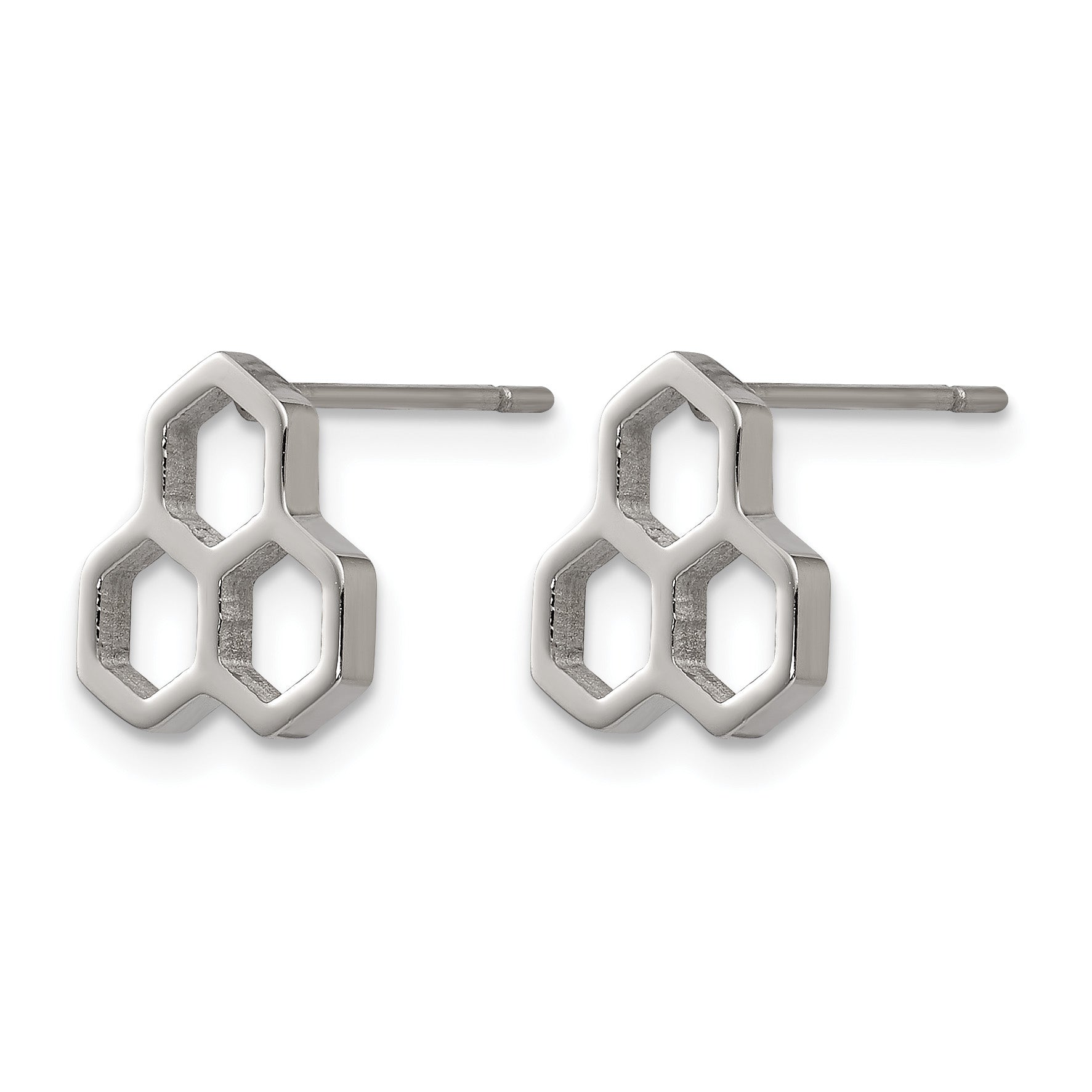 Stainless Steel Polished Button Earrings Secondary image