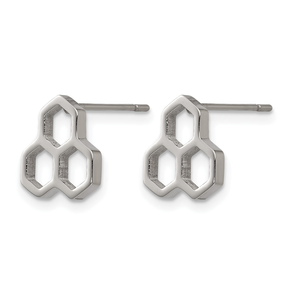 Stainless Steel Polished Button Earrings