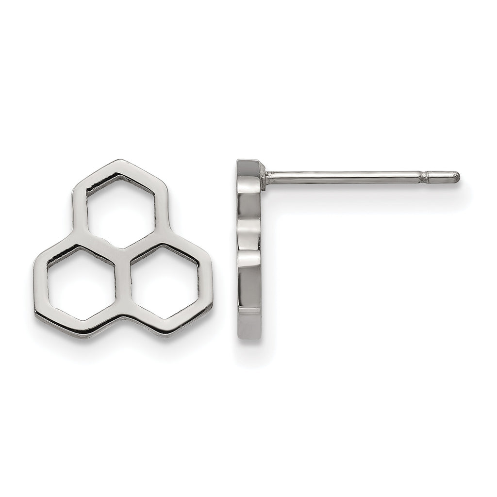 Stainless Steel Polished Button Earrings