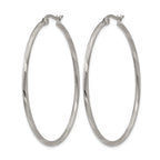 Stainless Steel Polished Textured Hinged Hoop Earrings for Women