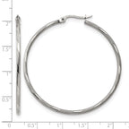 Stainless Steel Polished Textured Hinged Hoop Earrings for Women