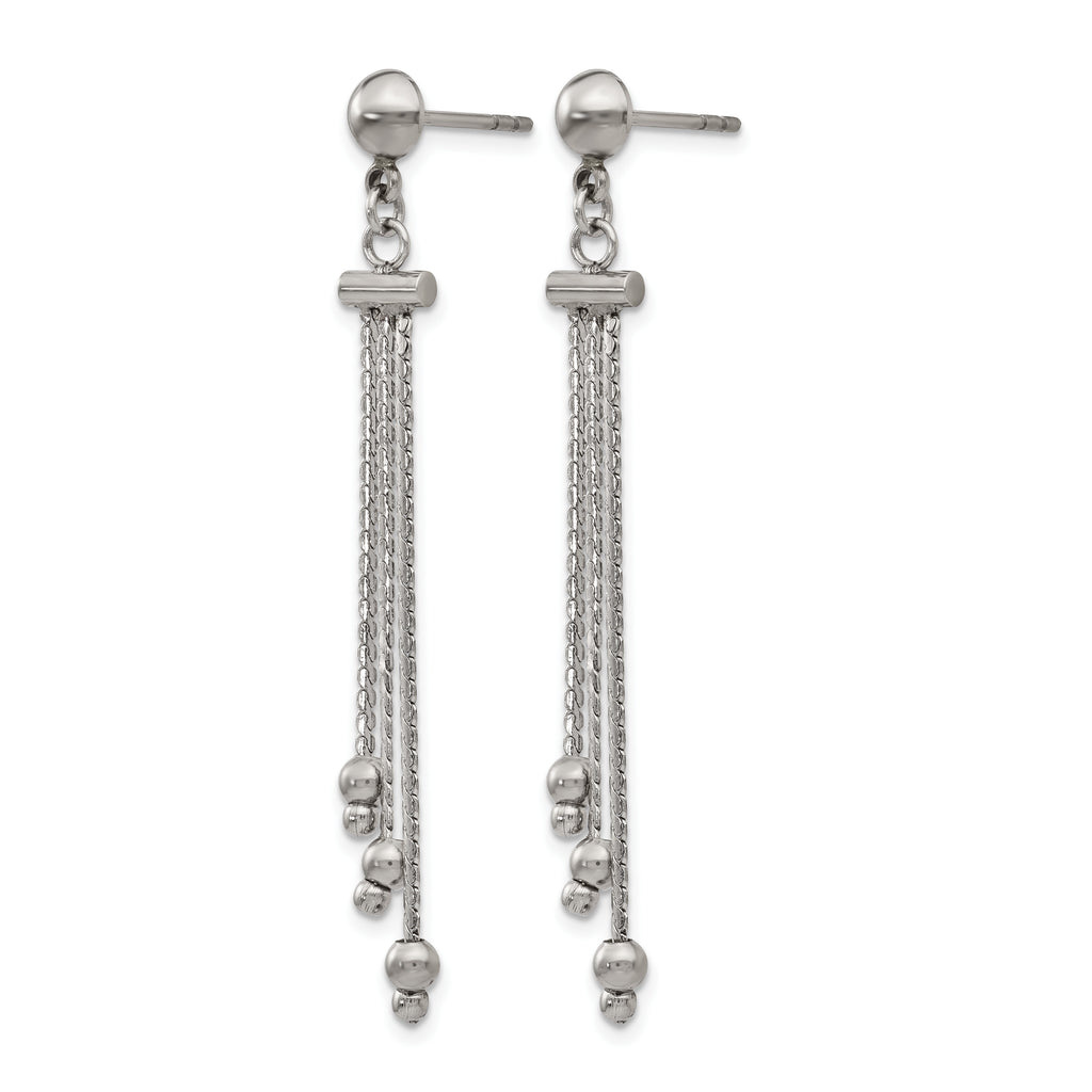 Stainless Steel Polished Beaded Drop Dangle Earrings for Women