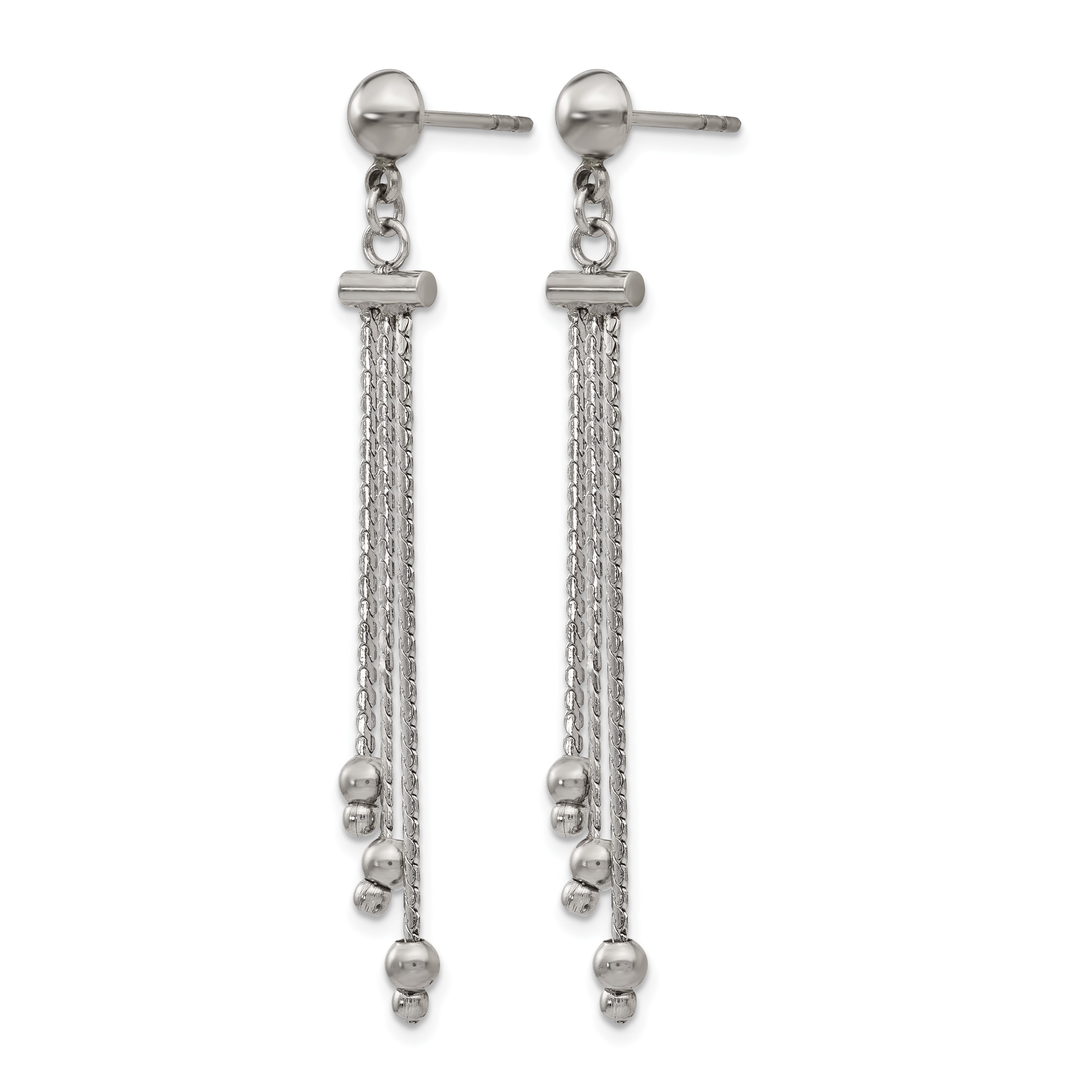 Stainless Steel Polished Beaded Drop Dangle Earrings for Women