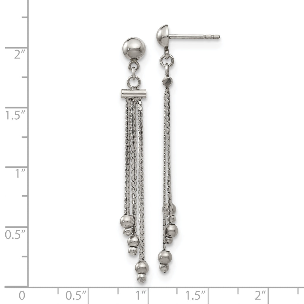 Stainless Steel Polished Beaded Drop Dangle Earrings for Women