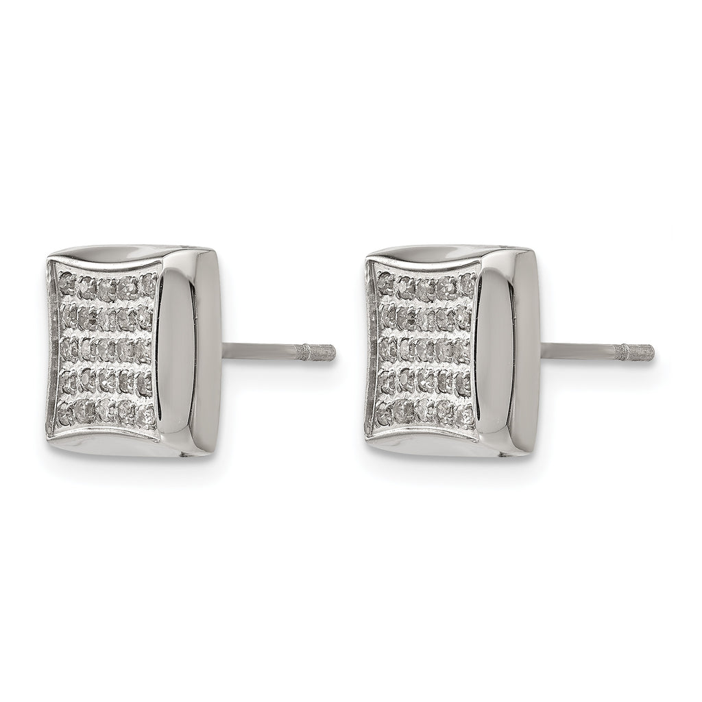 Stainless Steel Polished Square Cluster Button Earrings