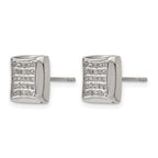 Stainless Steel Polished Square Cluster Button Earrings