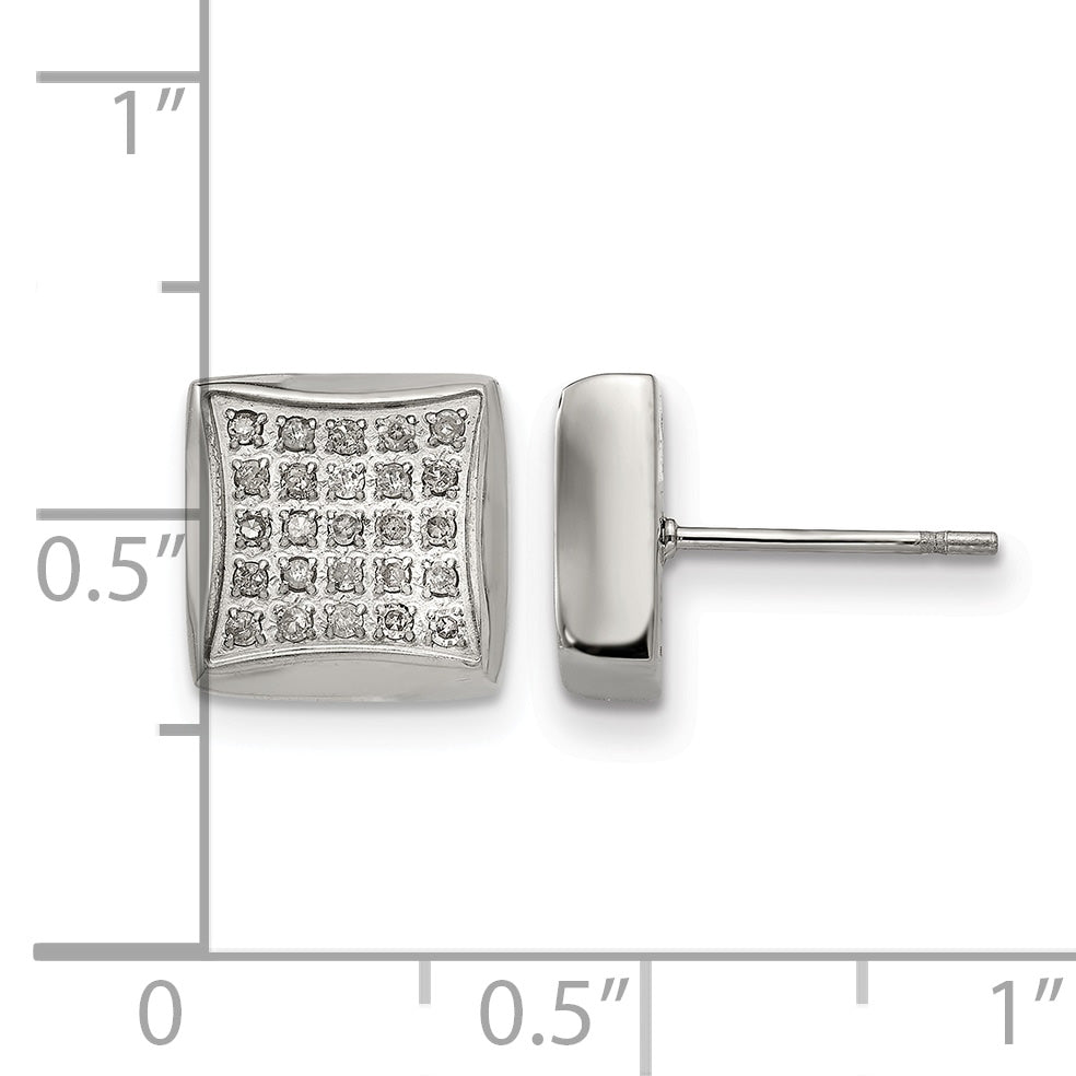 Stainless Steel Polished Square Cluster Button Earrings